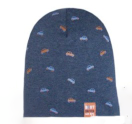 Spring Boys' Blue Beanie with Cars Pattern ~6-12 years  | 48/098-B