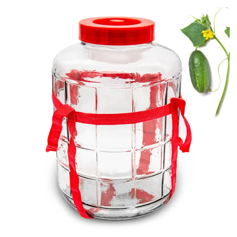 18 Liters Glass Jar with Lid and Strap Handles