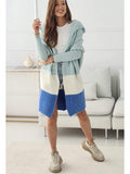 Aqua Blue Knitted Hooded Cardigan | LINDA