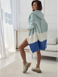 Aqua Blue Knitted Hooded Cardigan | LINDA