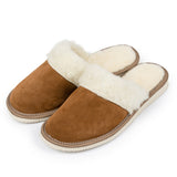 Women's Folk Leather Slippers with Fur | K-4227