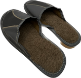 Men's Gray Leather Slippers | E-3