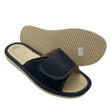 Women's Dark Blue Leather Slippers | K-1225