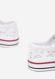 Women's White Mesh Canvas Sneakers | EV97WHITE