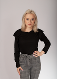 Women's Ribbed Shirt with Frills | HAL-198