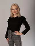 Women's Ribbed Shirt with Frills | HAL-198