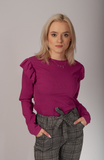 Women's Ribbed Shirt with Frills | HAL-198