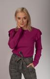 Women's Ribbed Shirt with Frills | HAL-198