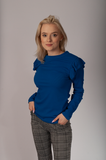 Women's Ribbed Shirt with Frills | HAL-198