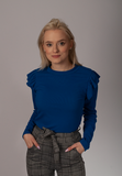 Women's Ribbed Shirt with Frills | HAL-198
