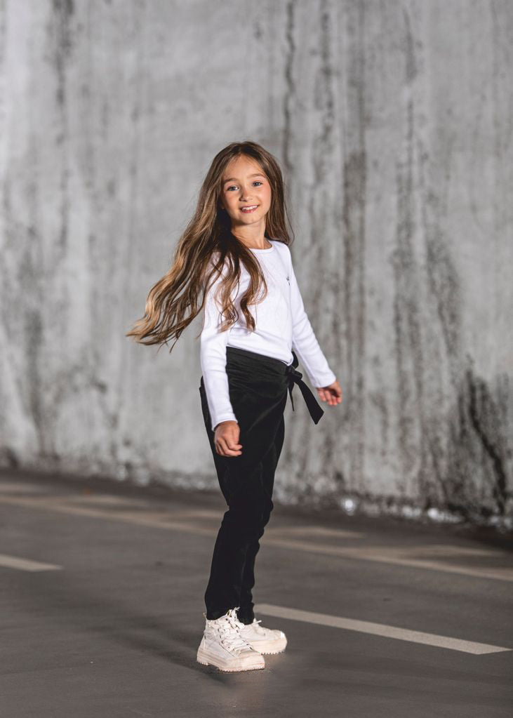 Girls' Black Pants with Belt