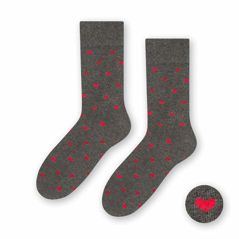 Steven Men's Gray Socks with Small Hearts Pattern | ART-136KL084