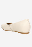 Wojas Beige Leather Ballet Flats with Logo | 4400554