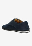Wojas Dark Blue Leather Sneakers with Golden Logo | 10112-26