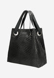 Wojas Black Leather Tote Bag with Woven Pattern | 80262-61
