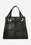 Wojas Black Leather Tote Bag with Woven Pattern | 80262-61