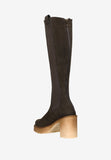 Wojas Brown Leather Knee High Chelsea Boots with Light Sole | 7103882