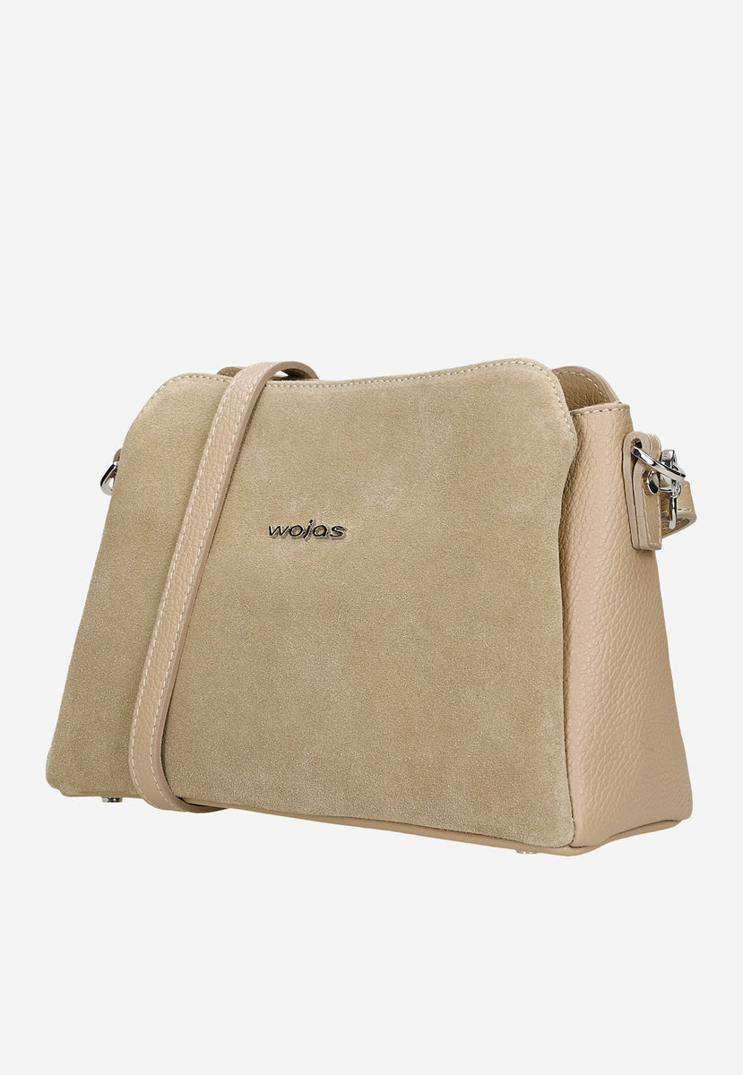 Wojas Light Beige Leather Crossbody Bag