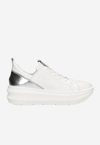 Wojas White and Silver Leather Sneakers | 46228-59