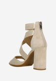 Wojas Beige Leather Strappy Open Toe Block Heel Sandals with Back Zipper | 76050-64