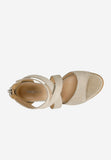 Wojas Beige Leather Strappy Open Toe Block Heel Sandals with Back Zipper | 76050-64