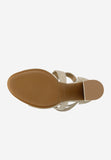 Wojas Beige Leather Strappy Open Toe Block Heel Sandals with Back Zipper | 76050-64