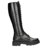 Wojas Black Leather Knee High Boots with Shoelaces | 7101951