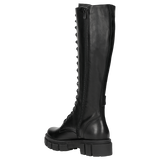 Wojas Black Leather Knee High Boots with Shoelaces | 7101951