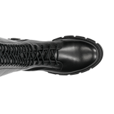 Wojas Black Leather Knee High Boots with Shoelaces | 7101951