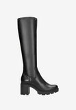 Wojas Black Insulated Leather Knee High Chelsea Boots with Zipper | 7102551