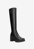 Wojas Black Insulated Leather Knee High Chelsea Boots with Zipper | 7102551