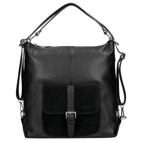 Wojas Black Leather Handbag and/or Backpack | 8002171