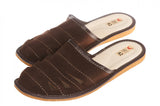 Men's Dark Brown Leather  Slippers | WU-270