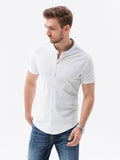 Men's 100% Cotton Short Sleeve Shirt with Stand-up Collar | K543-V