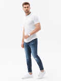 Men's 100% Cotton Short Sleeve Shirt with Stand-up Collar | K543-V