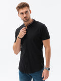 Men's 100% Cotton Short Sleeve Shirt with Stand-up Collar | K543-V