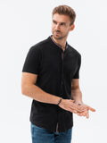 Men's 100% Cotton Short Sleeve Shirt with Stand-up Collar | K543-V