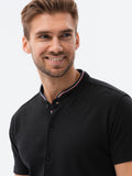 Men's 100% Cotton Short Sleeve Shirt with Stand-up Collar | K543-V