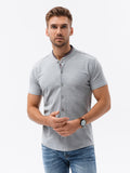Men's 100% Cotton Short Sleeve Shirt with Stand-up Collar | K543-V