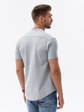 Men's 100% Cotton Short Sleeve Shirt with Stand-up Collar | K543-V