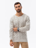 Men's Cable Knit Crew Neck Sweater | E195 V-3