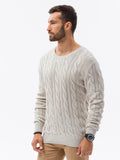Men's Cable Knit Crew Neck Sweater | E195 V-3