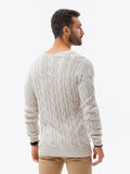 Men's Cable Knit Crew Neck Sweater | E195 V-3