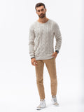 Men's Cable Knit Crew Neck Sweater | E195 V-3