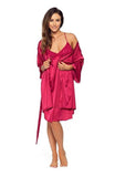 Women's Drop Shoulder Belted Satin Robe | ADELA