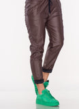 Italian-style Chocolate Brown Waxed Pants | HAL-149