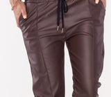 Italian-style Chocolate Brown Waxed Pants | HAL-149