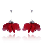 Yvon Dark Red Long Satin Earrings | E99188