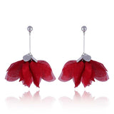 Yvon Dark Red Long Satin Earrings | E99188