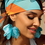 Yvon Light Blue Long Silk Earrings | E99222